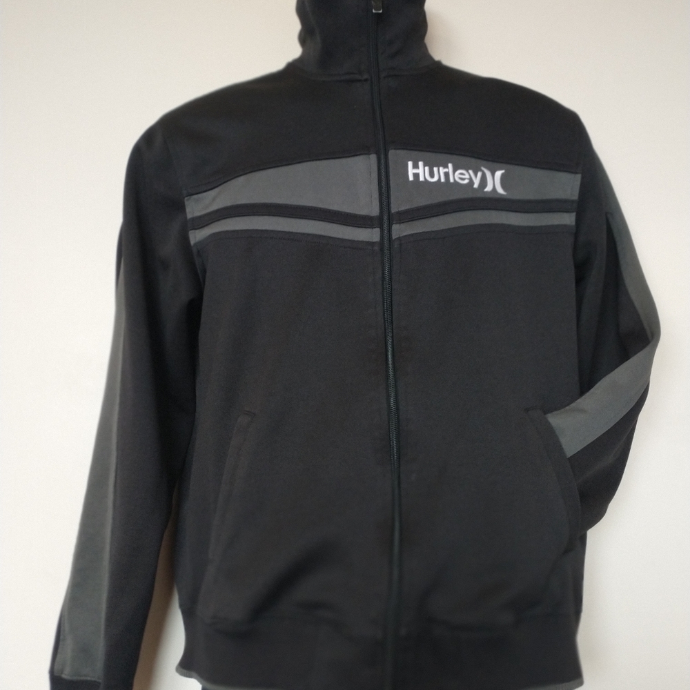 Small Black with Grey Zip-Up Hurley Sweater